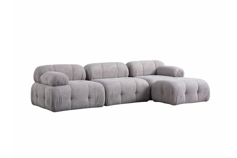 Belgin Sofa med Sjeselong 3-seter - Lys grå - Møbler - Sofaer - Modulsofaer - Komplett modulsofa