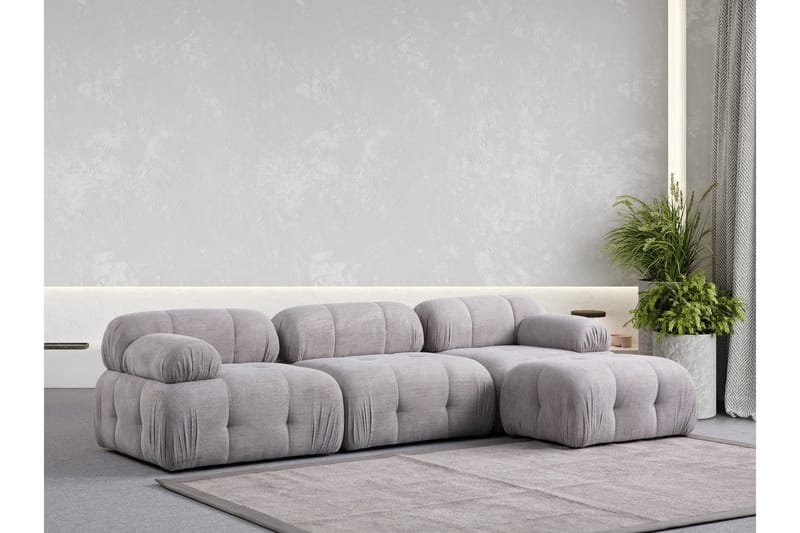 Belgin Sofa med Sjeselong 3-seter - Lys grå - Møbler - Sofaer - Modulsofaer - Komplett modulsofa
