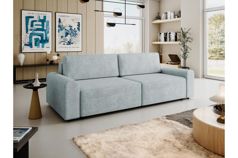 Bella Sovesofa 3-seter i Plysj - Grå - Møbler - Sofaer - Sovesofaer