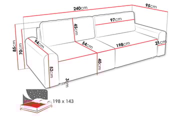 Bella Sovesofa 3-seter i Plysj - Beige - Møbler - Sofaer - Sovesofaer