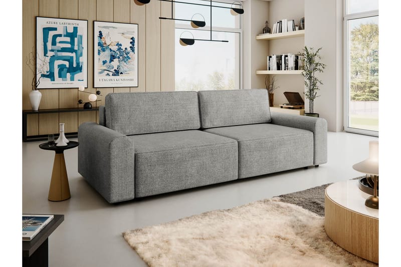 Bella Sovesofa 3-seter i Plysj - Grå - Møbler - Sofaer - Sovesofaer