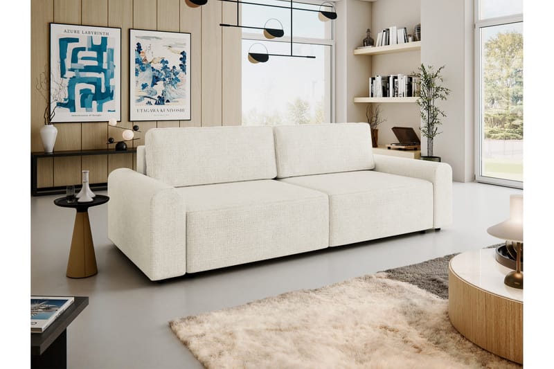 Bella Sovesofa 3-seter i Plysj - Beige - Møbler - Sofaer - Sovesofaer
