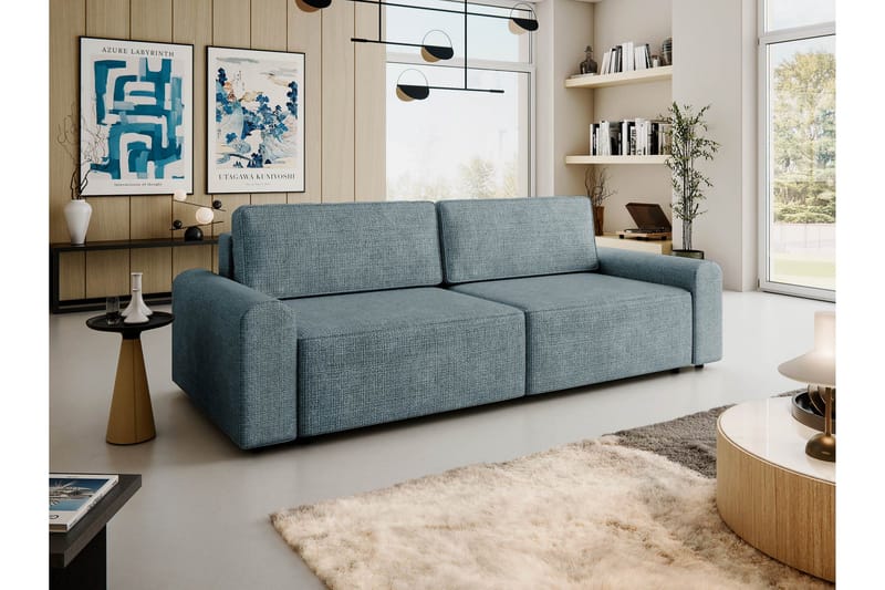 Bella Sovesofa 3-seter i Plysj - Grå - Møbler - Sofaer - Sovesofaer