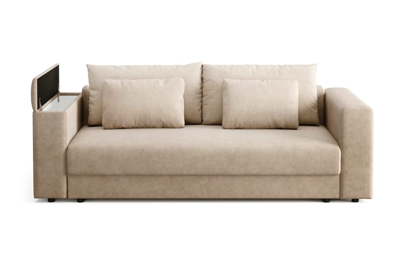 Bergen Ekstra dyp 3-seters sovesofa med overmadrass i memoryskum og vaskbart trekk - Beige - Møbler - Sofaer - Sovesofaer - 3 seters sovesofa