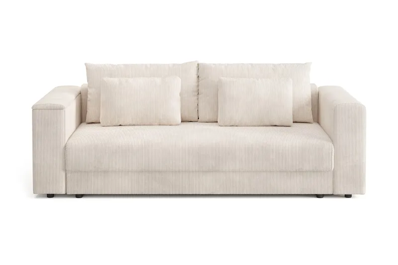 Bergen Ekstra dyp 3-seters sovesofa med overmadrass i polyeterskum og vaskbart trekk, Beige manchester