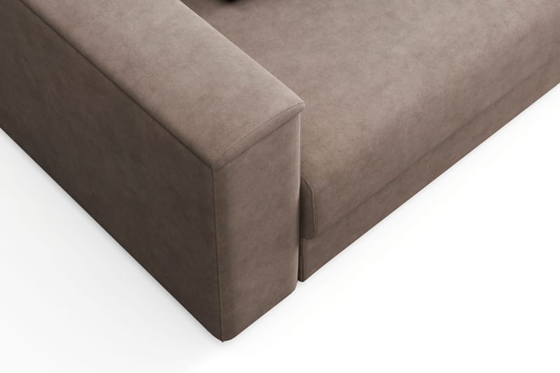 Bergen Ekstra dyp 3-seters sovesofa med overmadrass i polyeterskum og vaskbart trekk - Beige stoff - Møbler - Sofaer - Sovesofaer - 3 seters sovesofa