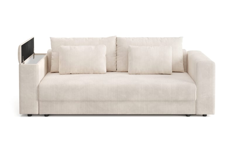 Bergen Ekstra dyp 3-seters sovesofa med overmadrass i polyeterskum og vaskbart trekk - Beige manchester - Møbler - Sofaer - Sovesofaer - 3 seters sovesofa