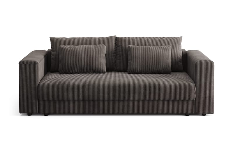 Bergen Ekstra dyp 3-seters sovesofa med overmadrass i polyeterskum, vendbar sommer- og vinterside og vaskbart trekk, Brun manchester