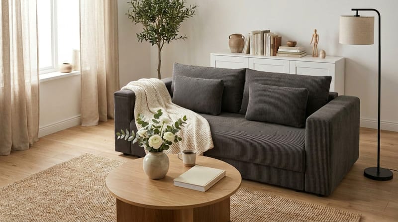 Bergen Ekstra dyp 3-seters sovesofa med overmadrass i polyeterskum, vendbar sommer- og vinterside og vaskbart trekk - Mørkegrå - Møbler - Sofaer - Sovesofaer - 3 seters sovesofa