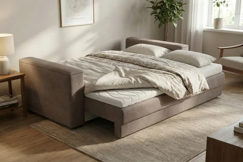 Bergen Ekstra dyp 3-seters sovesofa med overmadrass i polyeterskum og vaskbart trekk - Brun - Møbler - Sofaer - Sovesofaer - 3 seters sovesofa