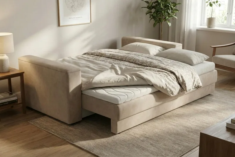 Bergen Ekstra dyp 3-seters sovesofa med overmadrass i polyeterskum og vaskbart trekk - Brunt stoff - Møbler - Sofaer - Sovesofaer - 3 seters sovesofa