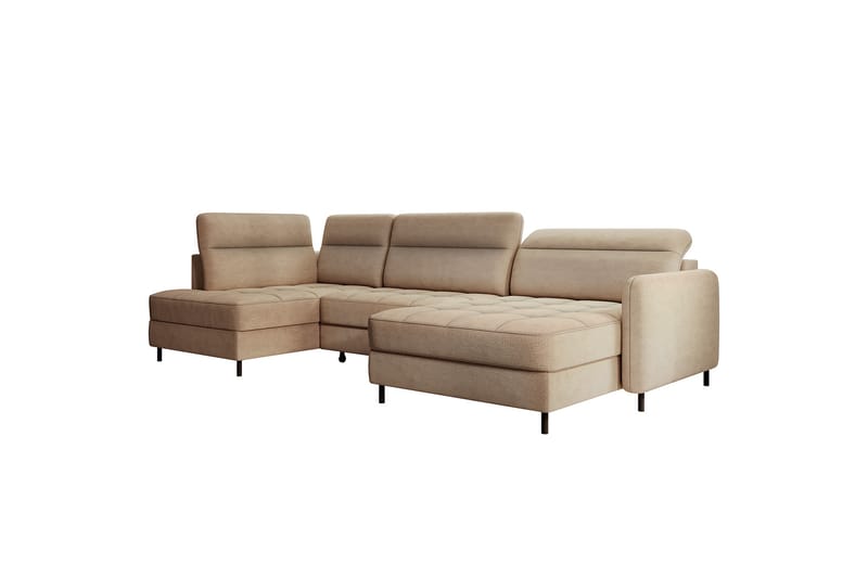 Berrto Sofa med Divan og Sjeselong 5-seters - Beige - Møbler - Sofaer - U-sofa