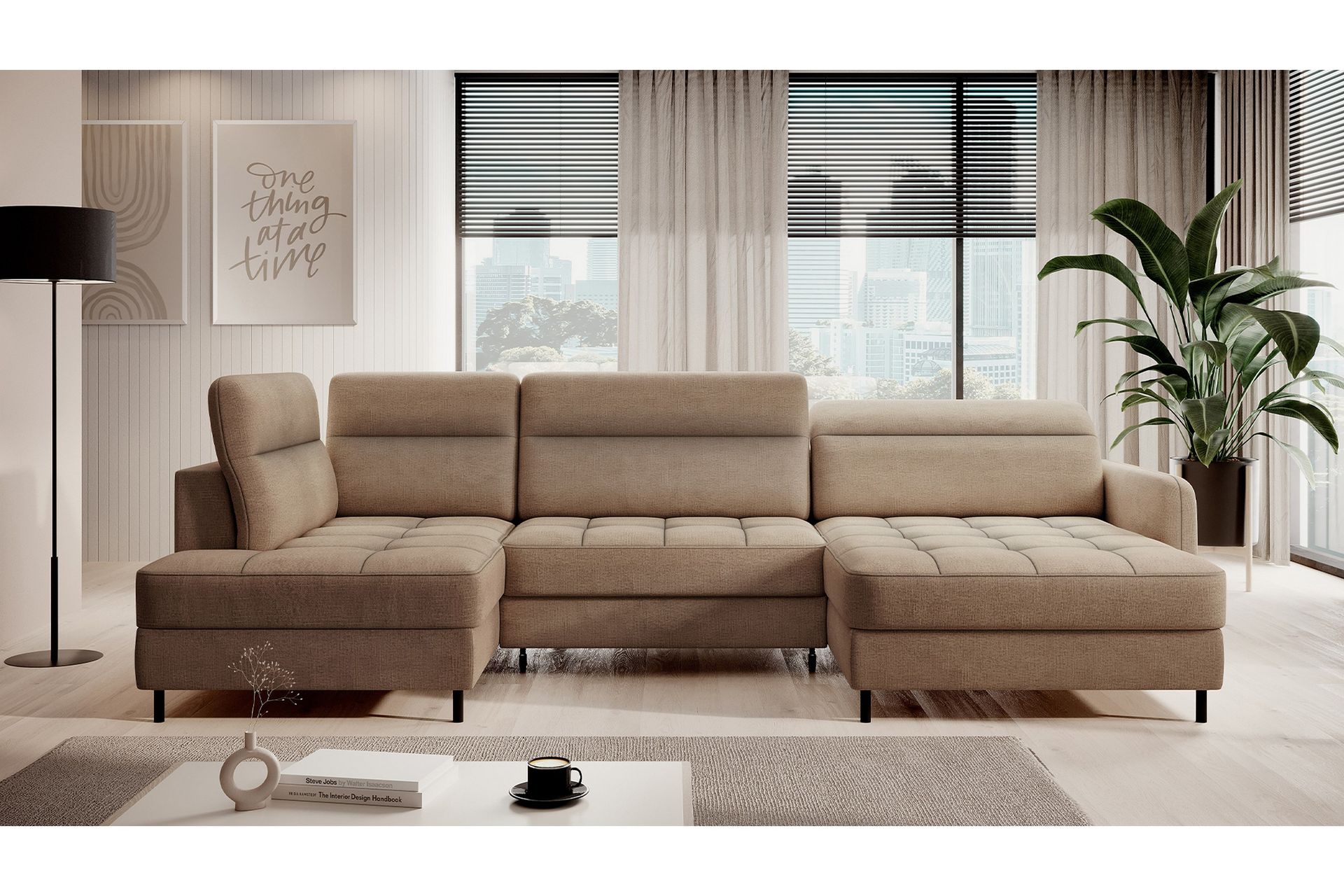 Berrto Sofa med Divan og Sjeselong 5-seters - Beige - Møbler - Sofaer - U-sofa