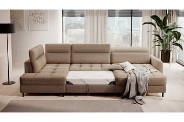 Berrto Sofa med Divan og Sjeselong 5-seters - Beige - Møbler - Sofaer - U-sofa