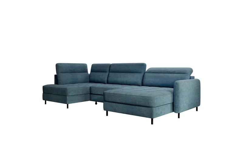 Berrto Sofa med Divan og Sjeselong 5-seters - Blå - Møbler - Sofaer - U-sofa