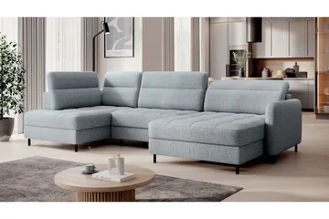 Berrto Sofa med Divan og Sjeselong 5-seters - Grå - Møbler - Sofaer - U-sofa