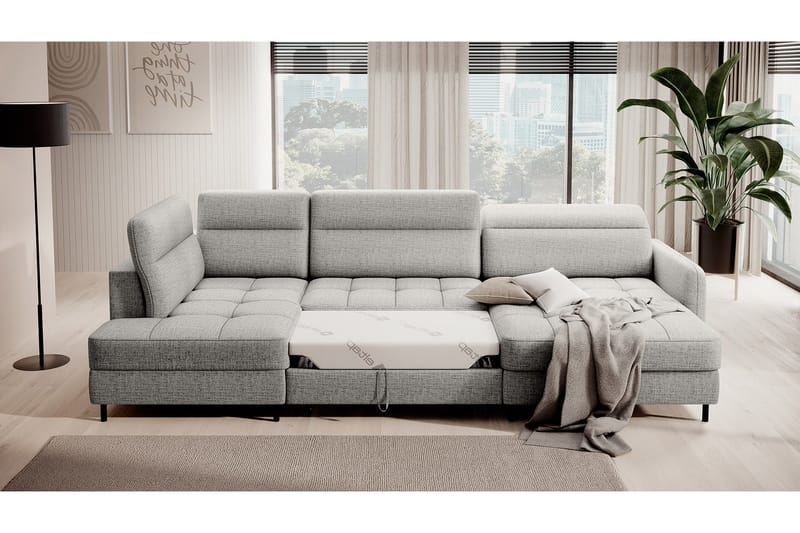 Berrto Sofa med Divan og Sjeselong 5-seters - Grå - Møbler - Sofaer - U-sofa