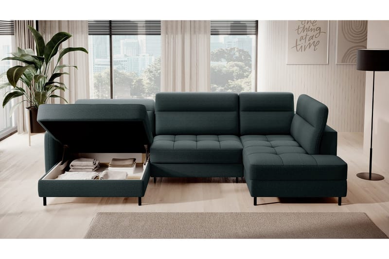 Berrto Sofa med Divan og Sjeselong 5-seters - Grå - Møbler - Sofaer - U-sofa