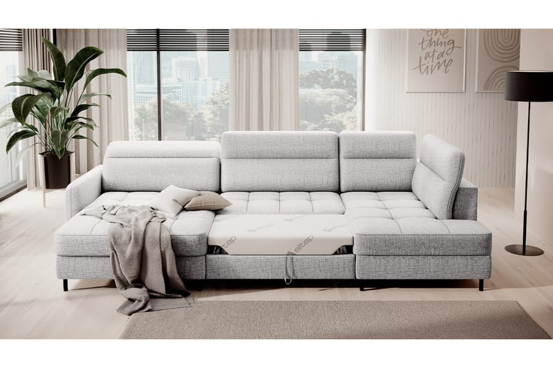 Berrto Sofa med Divan og Sjeselong 5-seters - Lysgrå - Møbler - Sofaer - U-sofa
