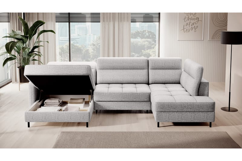 Berrto Sofa med Divan og Sjeselong 5-seters - Lysgrå - Møbler - Sofaer - U-sofa