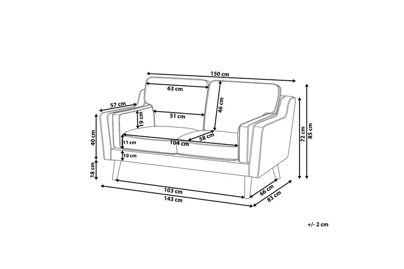 Bertha Sofa 2-seter - Hvit/Lyst tre - Møbler - Sofaer - 2 seter sofa
