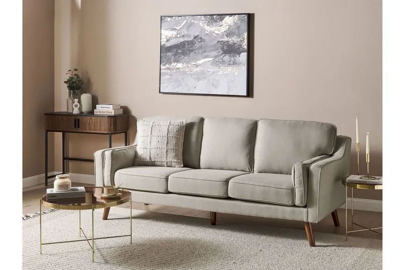 Bertha Sofa 3-seter - Beige/Mørkt tre - Møbler - Sofaer - Sofa 3 seter