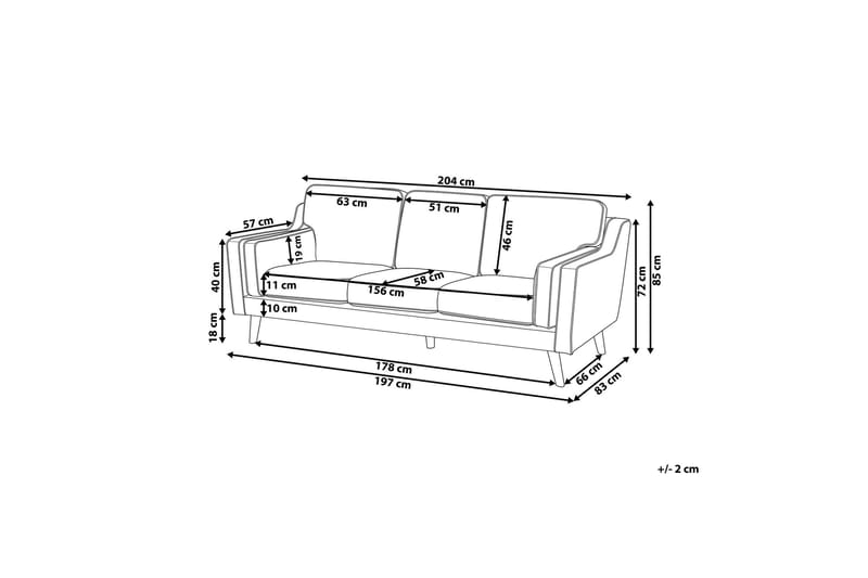 Bertha Sofa 3-seter - Grønn/Lyst tre - Møbler - Sofaer - Sofa 3 seter