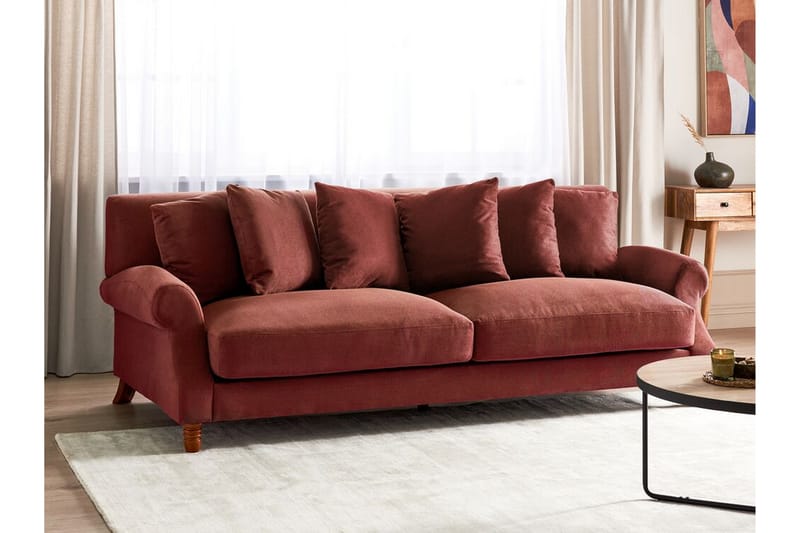 Bijan Sofa 3-seter - Rød/Mørkt tre - Møbler - Sofaer - Sofa 3 seter