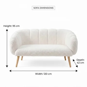 Bingdi 2-seter Buet Tuftet Sofa i Bouclé med Treben - Hvit - Møbler - Sofaer - 2 seter sofa
