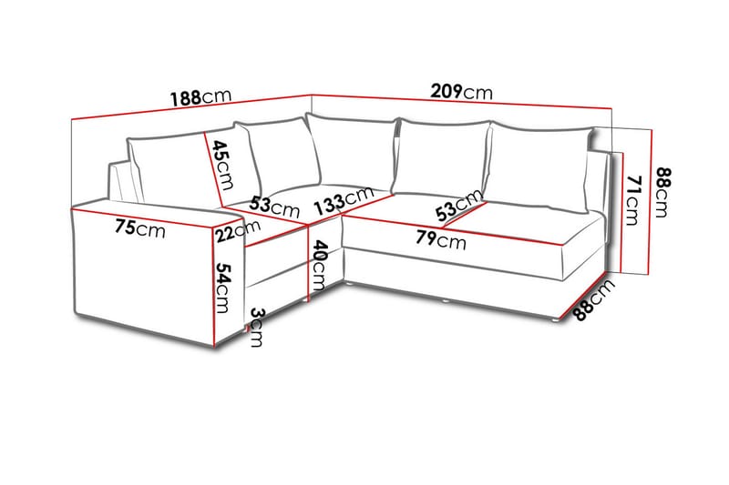 Bono Hjørnesovesofa - Hvit/Grå - Møbler - Sofaer - Hjørnesofa