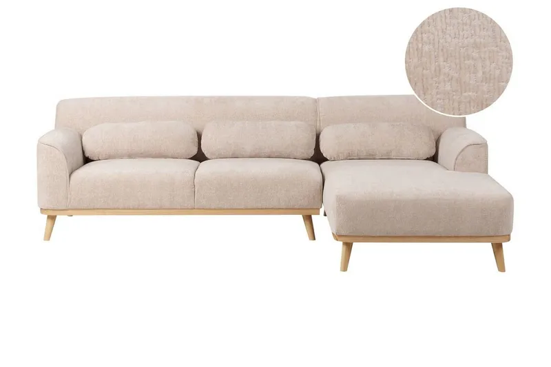 Bree Hjørnesofa 3-seter - Beige/Lyst tre - Møbler - Sofaer - Sovesofaer