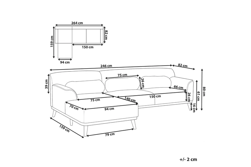 Bree Hjørnesofa 3-seter - Beige/Lyst tre - Møbler - Sofaer - Sovesofaer