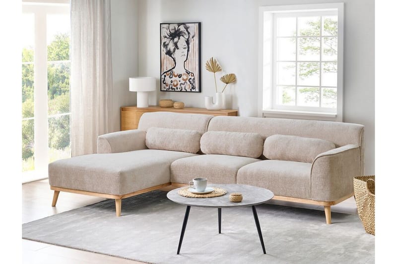 Bree Hjørnesofa 3-seter - Beige/Lyst tre - Møbler - Sofaer - Sovesofaer