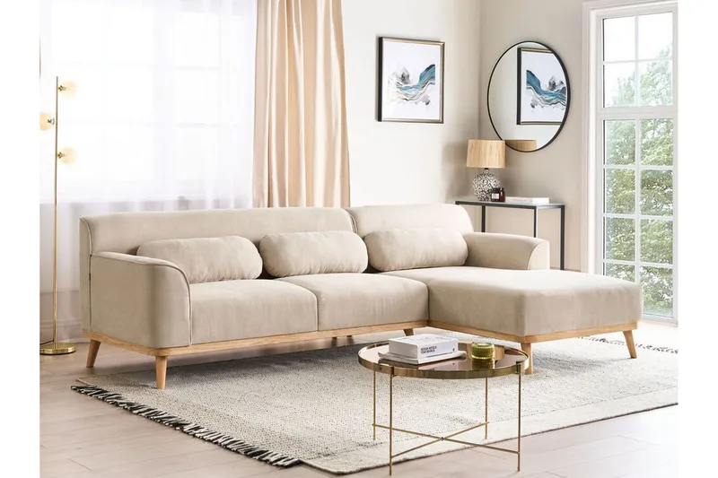 Bree Hjørnesofa 3-seter - Beige/Lyst tre - Møbler - Sofaer - Sovesofaer