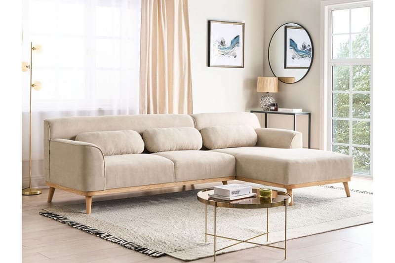 Bree Hjørnesofa 3-seter - Beige/Lyst tre - Møbler - Sofaer - Sovesofaer