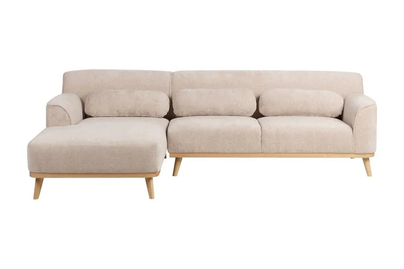 Bree Hjørnesofa 3-seter, Beige/Lyst tre