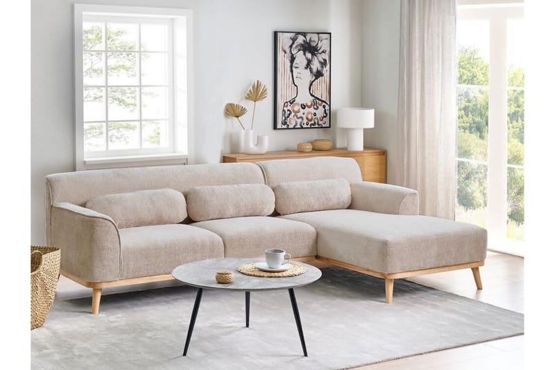 Bree Hjørnesofa 3-seter - Beige/Lyst tre - Møbler - Sofaer - Sovesofaer