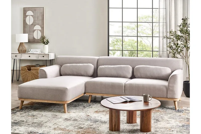 Bree Hjørnesofa 3-seter - Grå/Lyst tre - Møbler - Sofaer - Sovesofaer