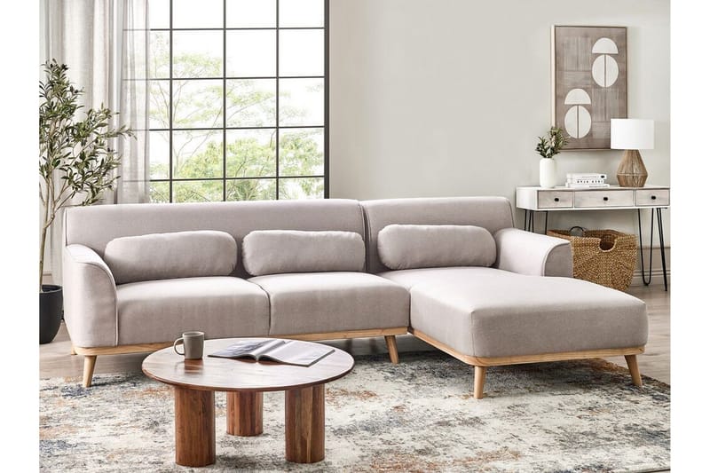 Bree Hjørnesofa 3-seter - Grå/Lyst tre - Møbler - Sofaer - Sovesofaer