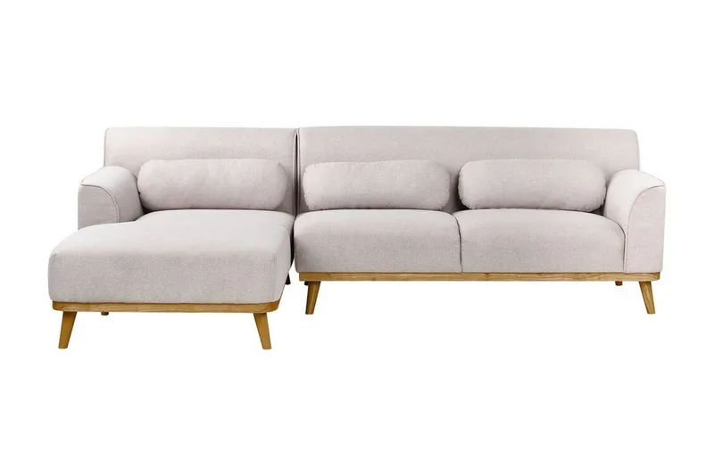 Bree Hjørnesofa 3-seter, Grå/Lyst tre