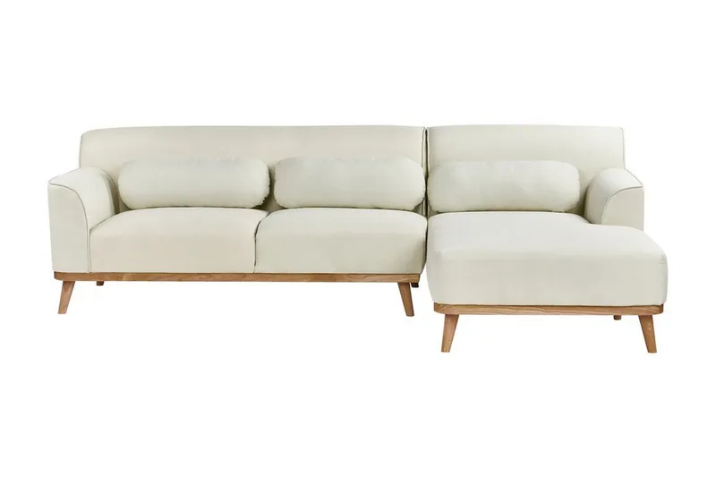 Bree Hjørnesofa 3-seter, Hvit/Lyst tre