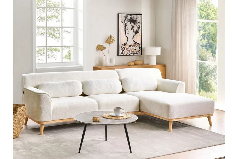 Bree Hjørnesofa 3-seter - Hvit/Lyst tre - Møbler - Sofaer - Sovesofaer