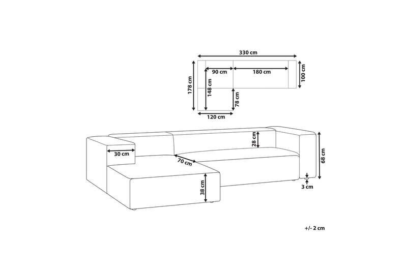 Britt Hjørnesofa 3-seter - Beige - Møbler - Sofaer - Hjørnesofa - Hjørnesofa med divan