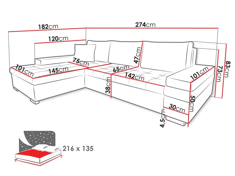Bunty 3-seters Sofa med Divan Venstre - Møbler - Sofaer - Hjørnesofa