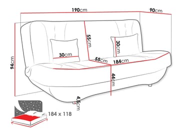Burralla 3-seters sovesofa - svart - Møbler - Sofaer - Sovesofaer