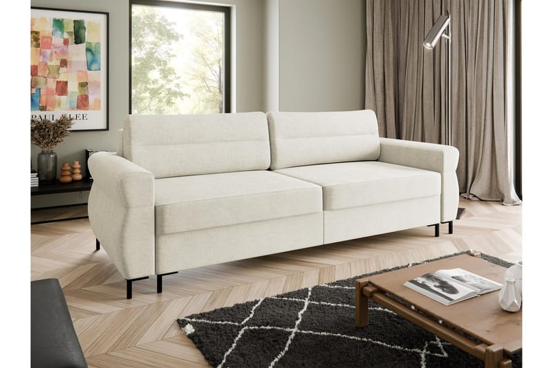 Busness Sovesofa 3-seter i Plysj - Beige - Møbler - Sofaer - Sovesofaer