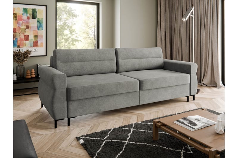 Busness Sovesofa 3-seter i Plysj - Grå - Møbler - Sofaer - Sovesofaer