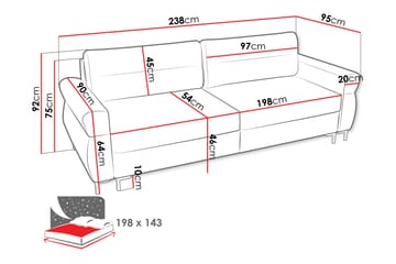 Busness Sovesofa 3-seter i Plysj - Grå - Møbler - Sofaer - Sovesofaer