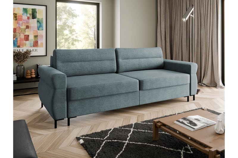 Busness Sovesofa 3-seter i Plysj - Grå - Møbler - Sofaer - Sovesofaer