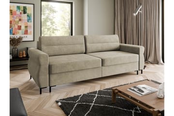 Busness Sovesofa 3-seter i Plysj - Beige - Møbler - Sofaer - Sovesofaer